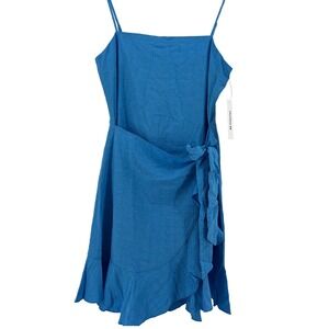 Hurley Women's Dress‎ Blue Sleeveless Mini Wrap Casual Summer L